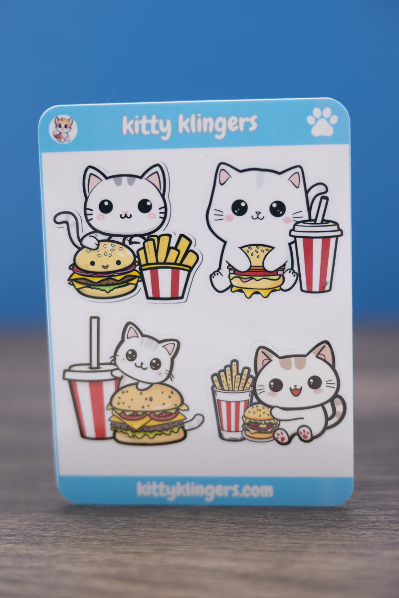 🐱🍔 Fast Food Kitty Vinyl Sticker: Indulge in Kitty's Culinary Adventures! 🍔🐱