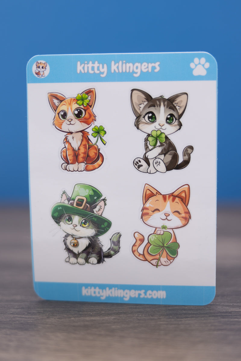 🐱🍀 St. Patty's Day Kittys Vinyl Sticker: Paws-atively Lucky Charm! 🍀🐱