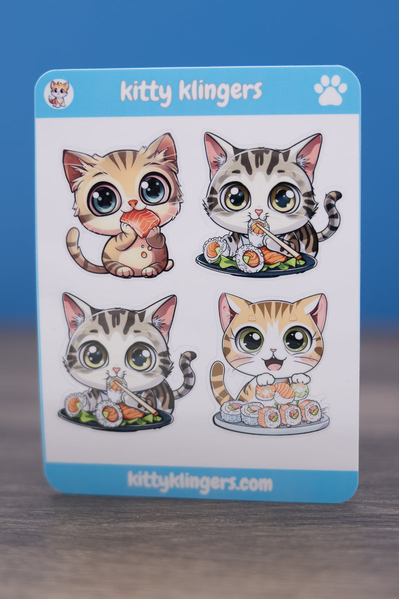 🐱🍣 Sushi Kitty Vinyl Sticker: Paws and Rolls of Delightful Sushi! 🍣🐱