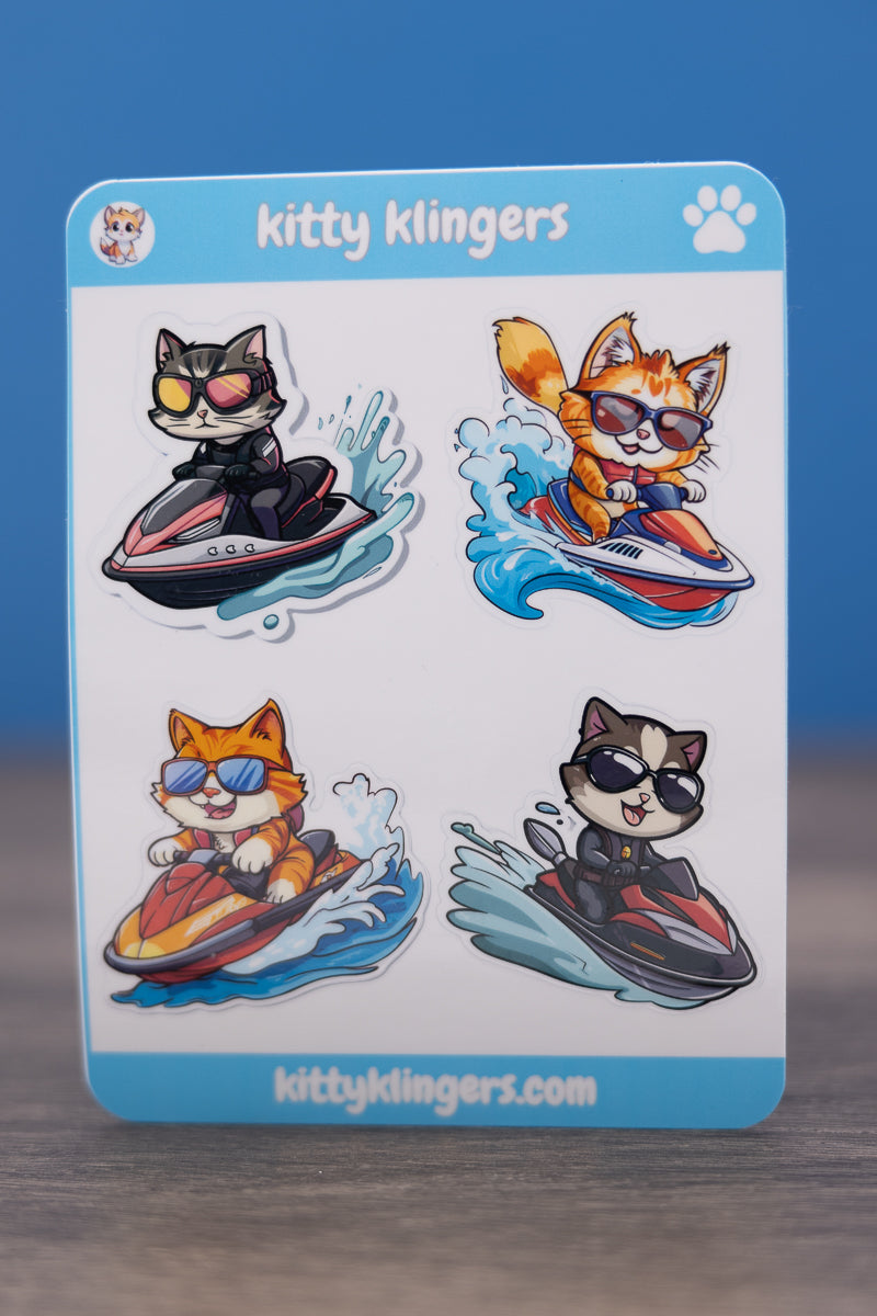 🐱🌊 Jet Ski Kitty Vinyl Sticker: Ride the Waves with Feline Flair! 🌊🐱