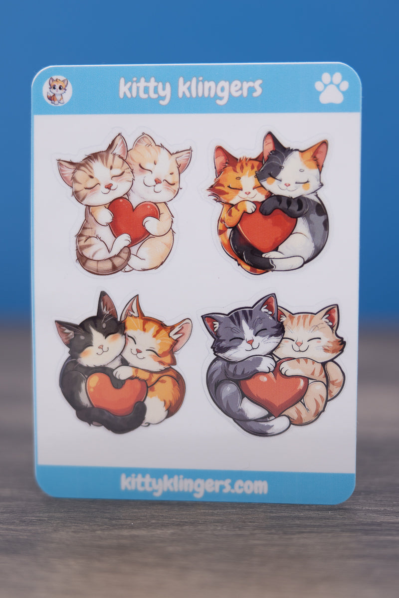 😺❤️ Kitty Love Heart Hug Vinyl Sticker: Paws Entwined in Everlasting Affection! ❤️😺