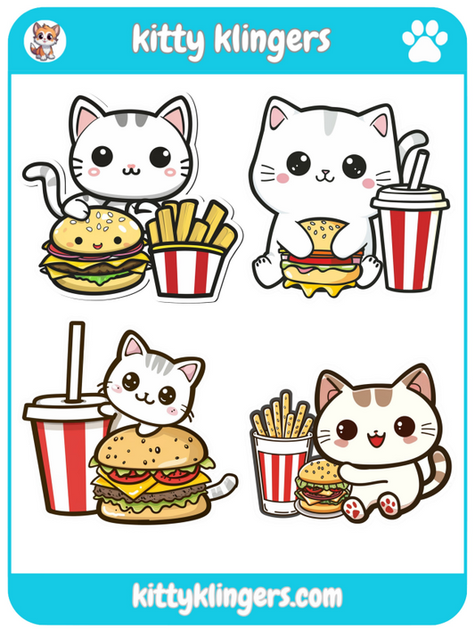 🐱🍔 Fast Food Kitty Vinyl Sticker: Indulge in Kitty's Culinary Adventures! 🍔🐱