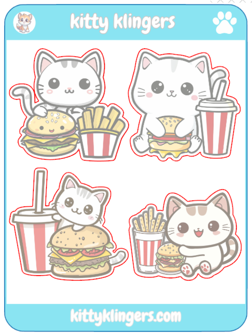 🐱🍔 Fast Food Kitty Vinyl Sticker: Indulge in Kitty's Culinary Adventures! 🍔🐱