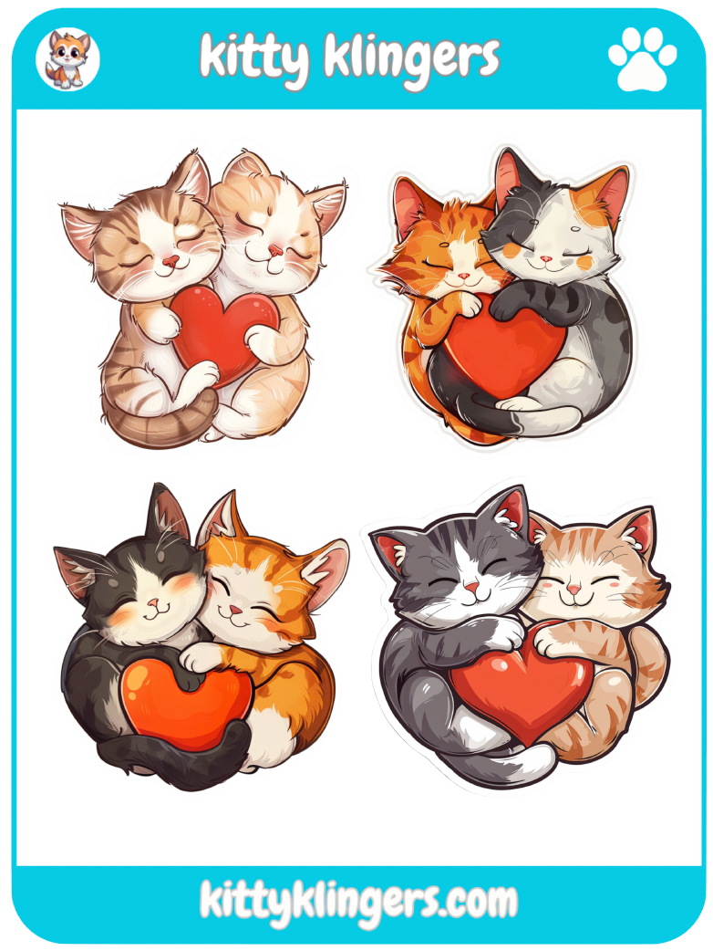 😺❤️ Kitty Love Heart Hug Vinyl Sticker: Paws Entwined in Everlasting Affection! ❤️😺