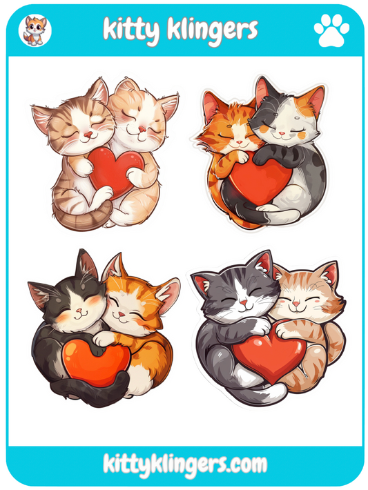 😺❤️ Kitty Love Heart Hug Vinyl Sticker: Paws Entwined in Everlasting Affection! ❤️😺