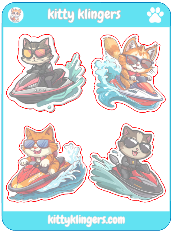 🐱🌊 Jet Ski Kitty Vinyl Sticker: Ride the Waves with Feline Flair! 🌊🐱