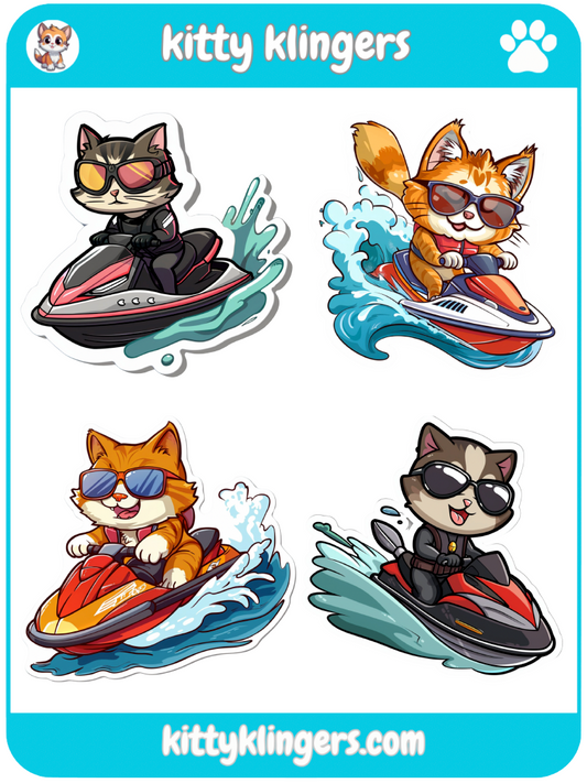 🐱🌊 Jet Ski Kitty Vinyl Sticker: Ride the Waves with Feline Flair! 🌊🐱