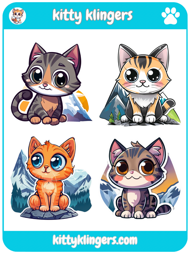 😺🏔️ Mountain Landscape Kitty Vinyl Sticker: Explore Majestic Heights with Feline Friends! 🏔️😺