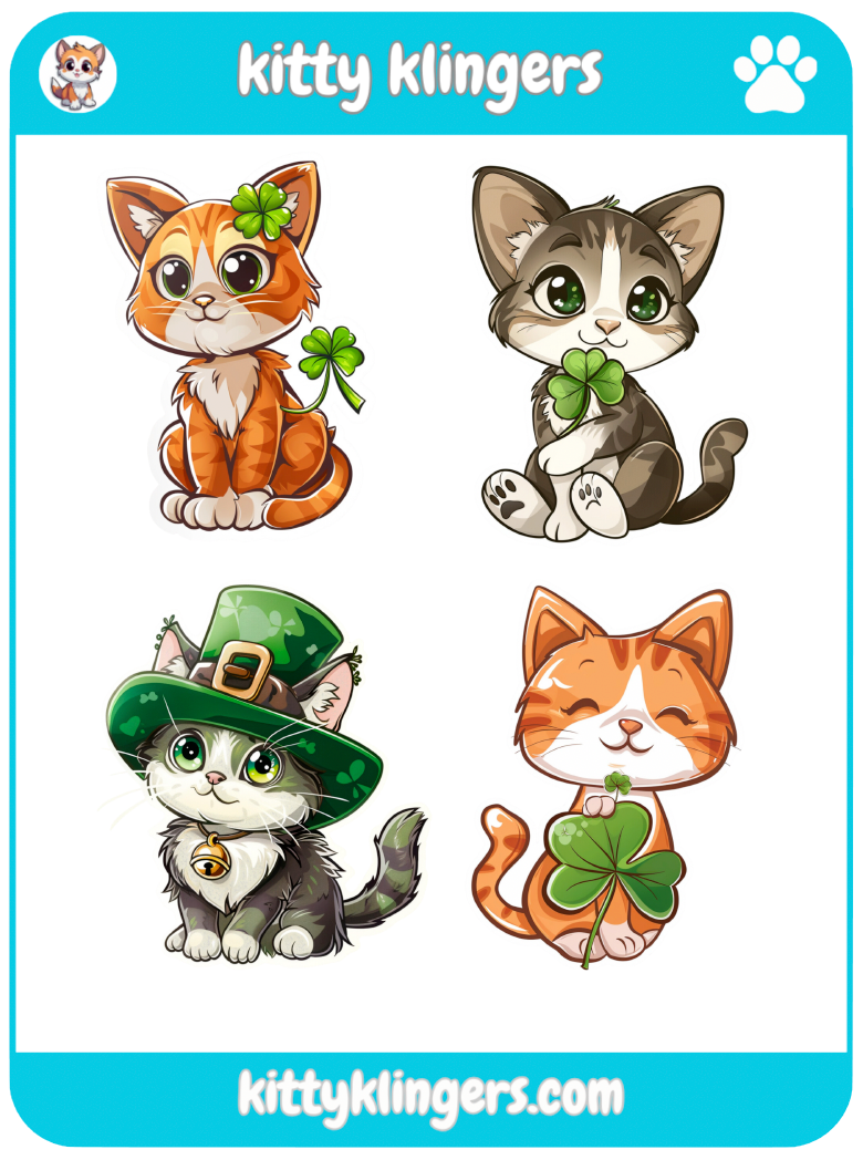 🐱🍀 St. Patty's Day Kittys Vinyl Sticker: Paws-atively Lucky Charm! 🍀🐱