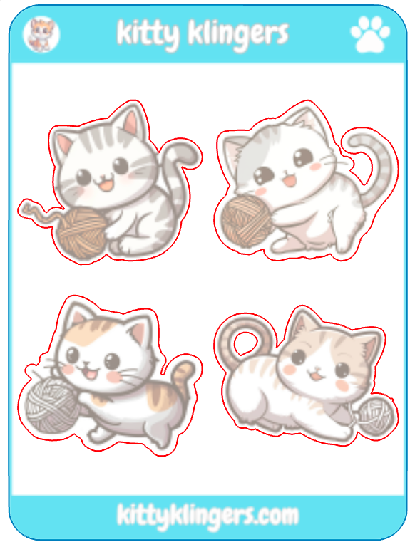 🐱🧶 Yarn Kitty Vinyl Sticker: Playful Paws and Cozy Yarn Adventures! 🧶🐱